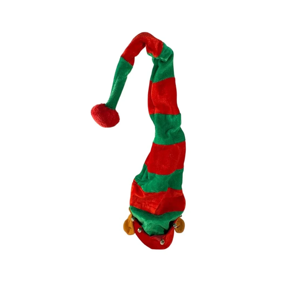 Giggling‎ Getup Elf Hat Red Green Striped Jingle Bells Adult Unisex Christmas